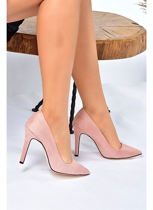 Fox Shoes Pudra Kadın Süet Stiletto 8053 - Görsel 4