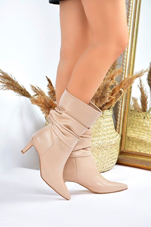 Ten Büzgülü Kısa Topuklu Kadın Bot L882861909 - Görsel 2