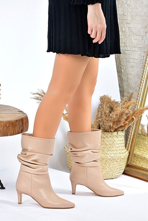 Ten Büzgülü Kısa Topuklu Kadın Bot L882861909 - Görsel 4