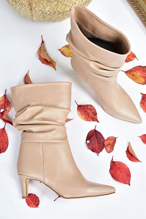 Ten Büzgülü Kısa Topuklu Kadın Bot L882861909 - Görsel 6