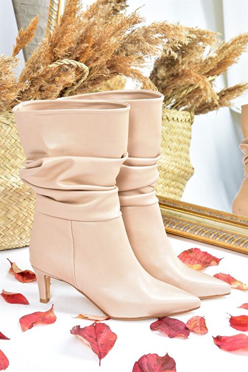 Ten Büzgülü Kısa Topuklu Kadın Bot L882861909 - Görsel 7