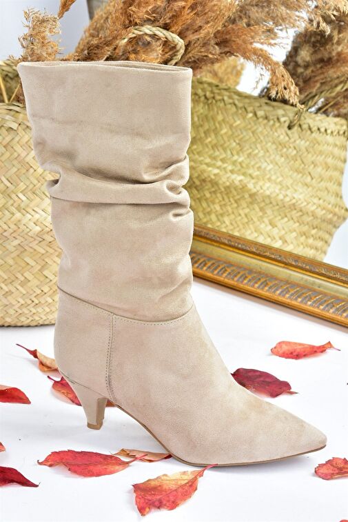 Ten Süet Kısa Topuklu Büzgülü Kadın Bot L404810602 - Görsel 6