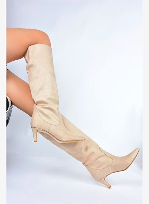 Ten Süet Kısa Topuklu Kadın Çizme L882870402 - Görsel 3