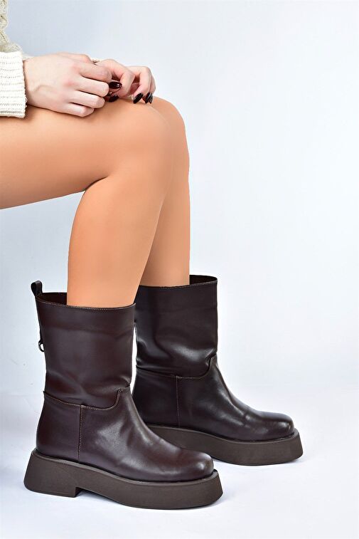 Kahverengi Kalın Tabanlı Günlük Kadın Bot L610067109 - Görsel 2