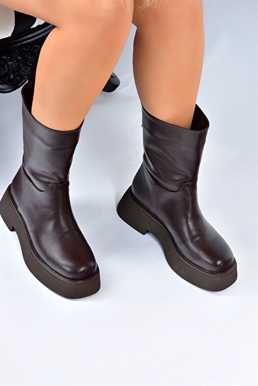 Kahverengi Kalın Tabanlı Günlük Kadın Bot L610067109 - Görsel 3