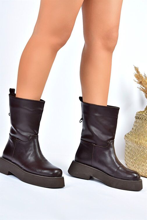 Kahverengi Kalın Tabanlı Günlük Kadın Bot L610067109 - Görsel 4