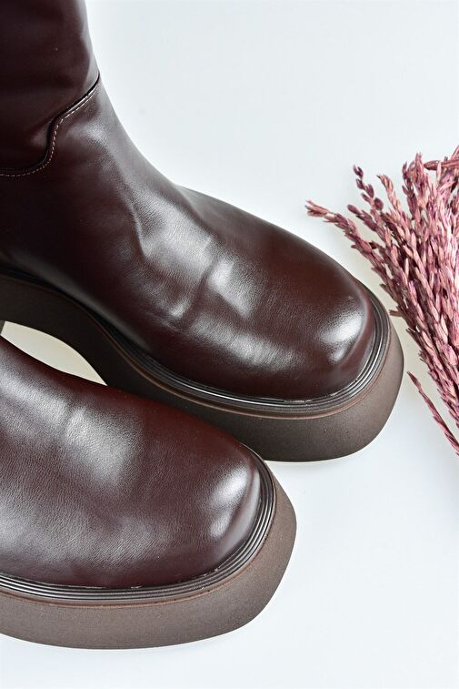 Kahverengi Kalın Tabanlı Günlük Kadın Bot L610067109 - Görsel 5
