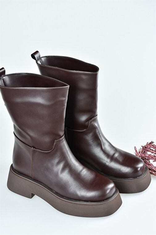 Kahverengi Kalın Tabanlı Günlük Kadın Bot L610067109 - Görsel 7