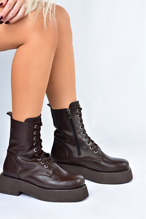 Kahverengi Kalın Tabanlı Günlük Kadın Bot Postal L610130109 - Görsel 3