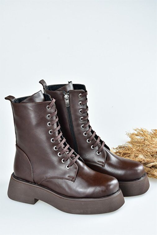 Kahverengi Kalın Tabanlı Günlük Kadın Bot Postal L610130109 - Görsel 6