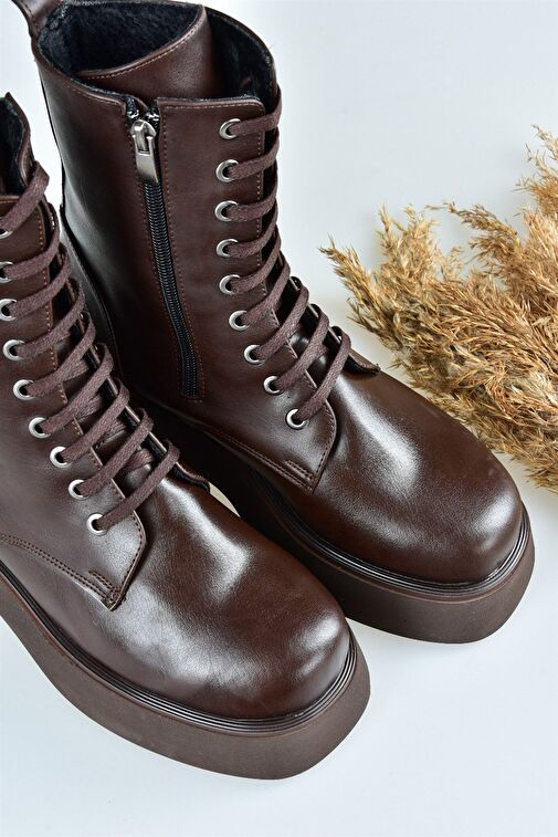 Kahverengi Kalın Tabanlı Günlük Kadın Bot Postal L610130109 - Görsel 7