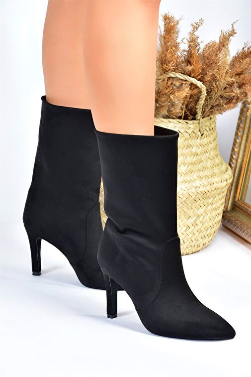 Siyah Süet Kadın Bot L404891302 - Görsel 4