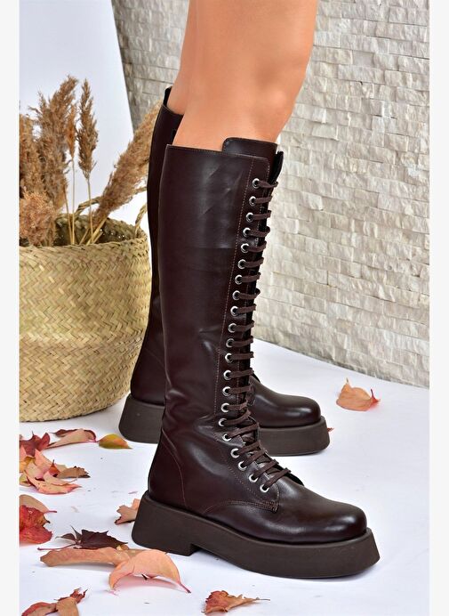 Kahverengi Bağcıklı Günlük Kadın Çizme L610130909 - Görsel 4