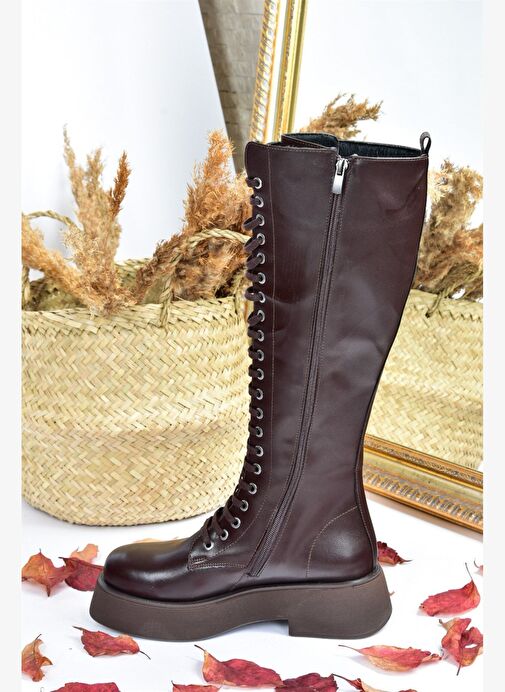 Kahverengi Bağcıklı Günlük Kadın Çizme L610130909 - Görsel 6