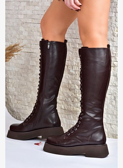 Kahverengi Bağcıklı Günlük Kadın Çizme L610130909 - Görsel 3