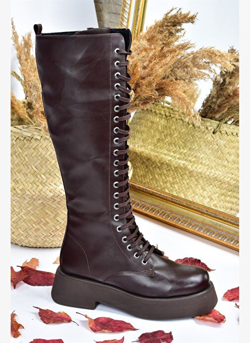 Kahverengi Bağcıklı Günlük Kadın Çizme L610130909 - Görsel 7