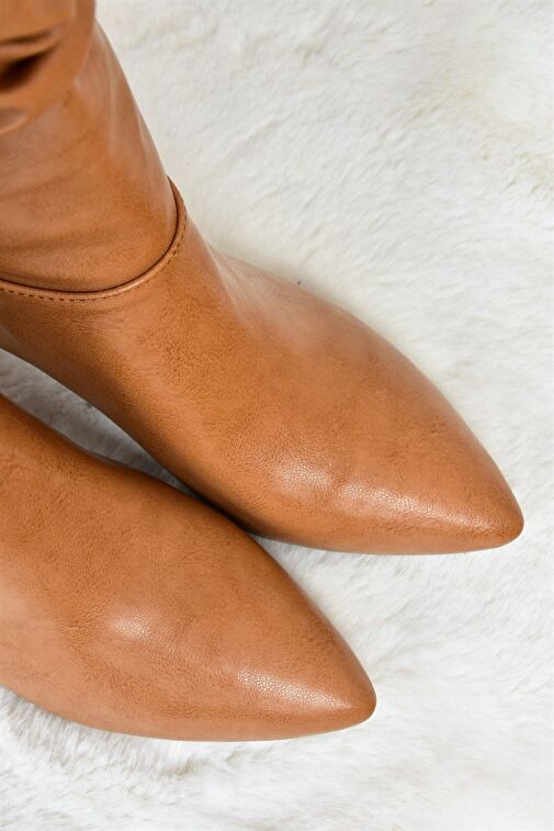 Taba Kısa Topuklu Büzgülü Kadın Bot L404810609 - Görsel 5