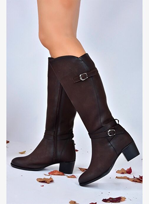 Kahverengi Alçak Topuklu Günlük Kadın Çizme L674230009 - Görsel 4