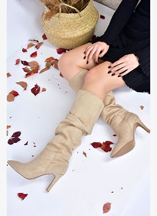 Ten Süet İnce Topuklu Kadın Çizme L404868002 - Görsel 2