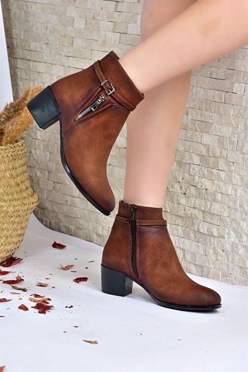 Taba Kalın Topuklu Kadın Bot L674155209 - Görsel 3