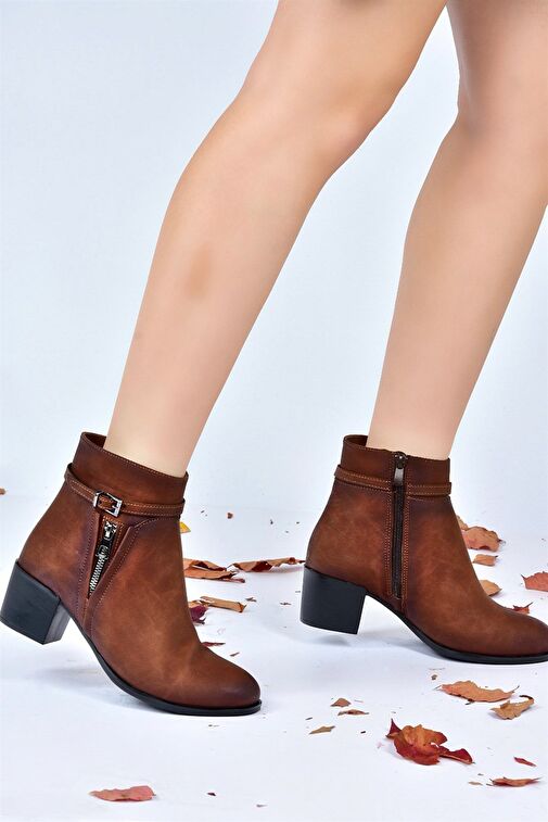 Taba Kalın Topuklu Kadın Bot L674155209 - Görsel 4