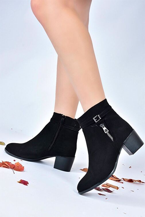 Siyah Süet Kalın Topuklu Kadın Bot L674155202 - Görsel 3