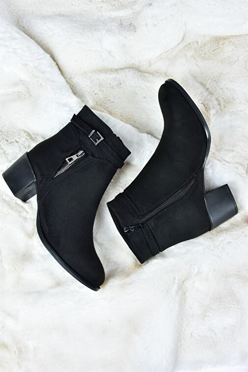 Siyah Süet Kalın Topuklu Kadın Bot L674155202 - Görsel 6