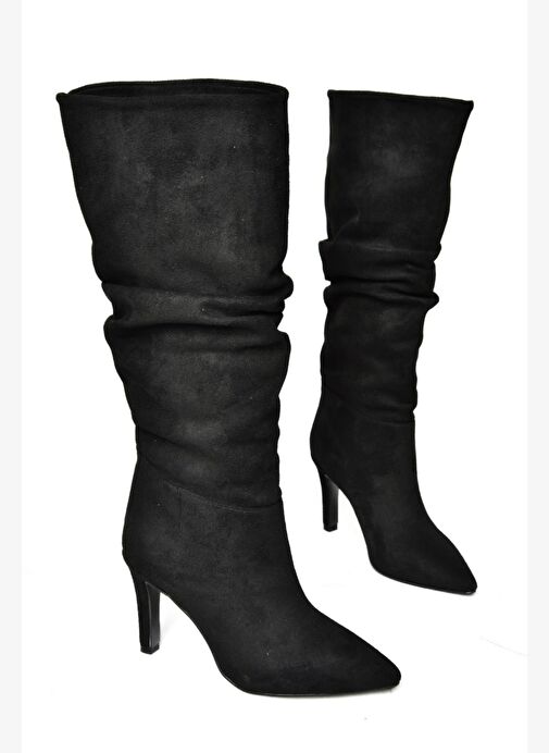 Siyah Süet İnce Topuklu Kadın Çizme L404868002 - Görsel 5