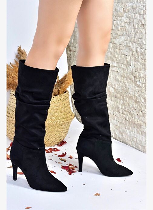 Siyah Süet İnce Topuklu Kadın Çizme L404868002 - Görsel 3
