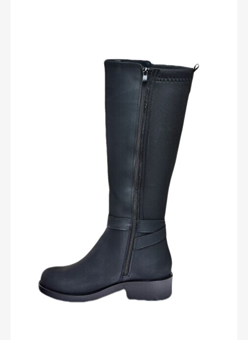 Siyah Arkası Dalgıç Streç Kumaş Kısa Topuklu Günlük Kadın Çizme G674240109 - Görsel 6