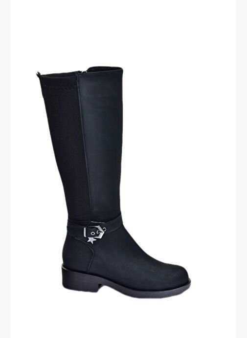 Siyah Arkası Dalgıç Streç Kumaş Kısa Topuklu Günlük Kadın Çizme G674240109 - Görsel 5