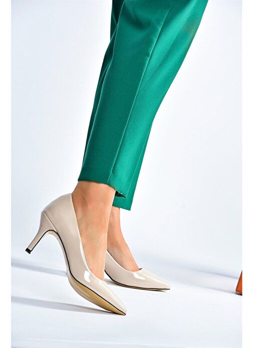 Fox Shoes Bej Kadın Rugan Stiletto 8176 - Görsel 2
