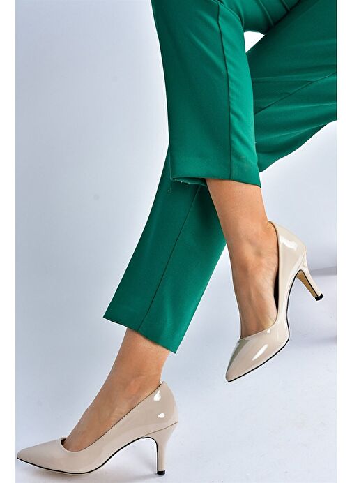 Fox Shoes Bej Kadın Rugan Stiletto 8176 - Görsel 3