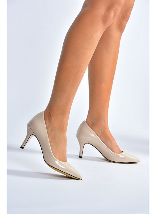 Fox Shoes Bej Kadın Rugan Stiletto 8176 - Görsel 4