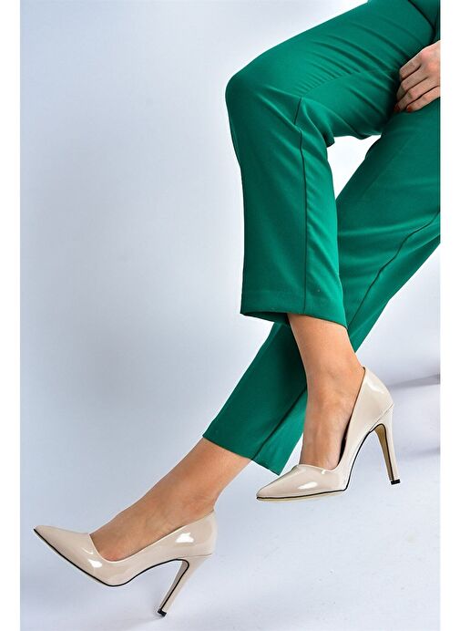 Fox Shoes Bej Kadın Rugan Stiletto 8178 - Görsel 3