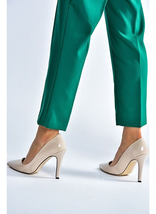 Fox Shoes Bej Kadın Rugan Stiletto 8178 - Görsel 4