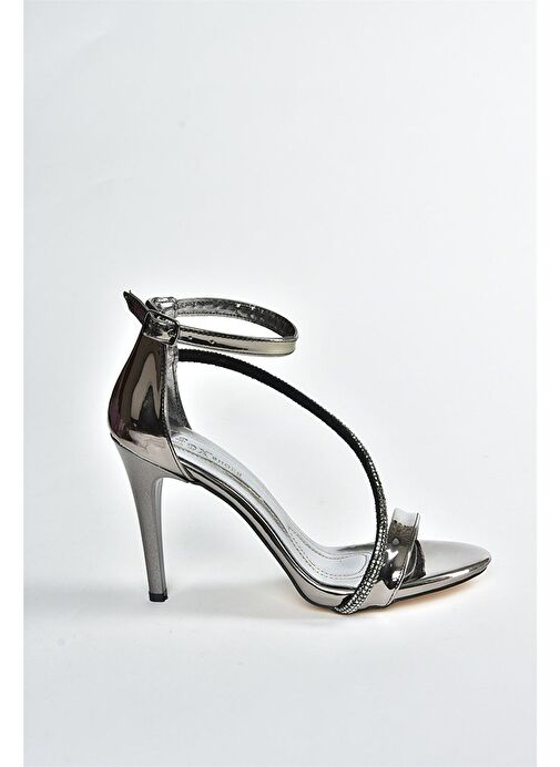 Platin Ayna İnce Topuklu Taşlı Kadın Abiye Ayakkabı M251005134 - Görsel 9