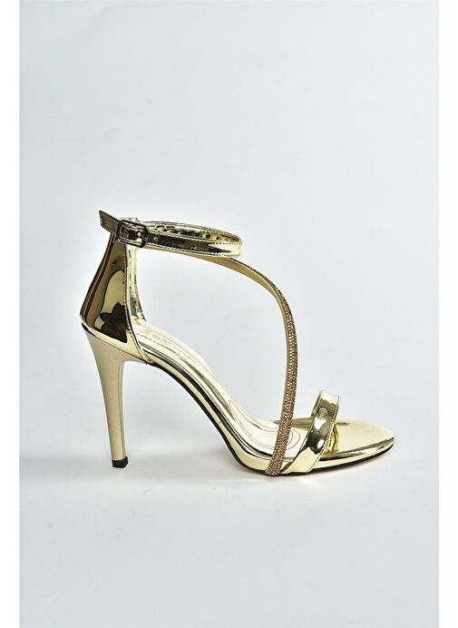 Altın Ayna İnce Topuklu Taşlı Kadın Abiye Ayakkabı M251005134 - Görsel 7