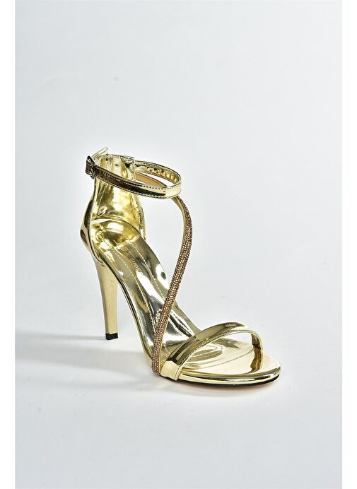 Altın Ayna İnce Topuklu Taşlı Kadın Abiye Ayakkabı M251005134 - Görsel 8