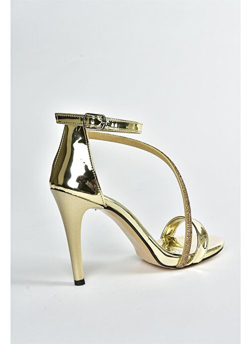 Altın Ayna İnce Topuklu Taşlı Kadın Abiye Ayakkabı M251005134 - Görsel 9