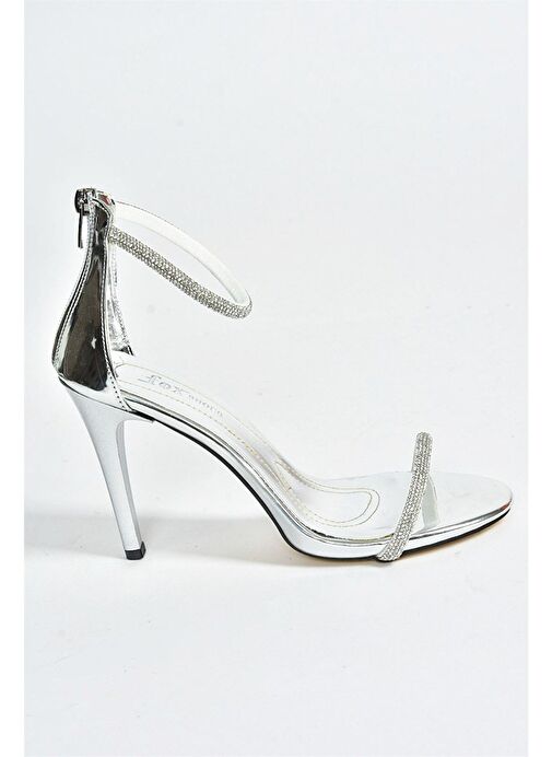 Gümüş Ayna Tek Bant Taşlı Kadın Abiye Ayakkabı M251800034 - Görsel 4