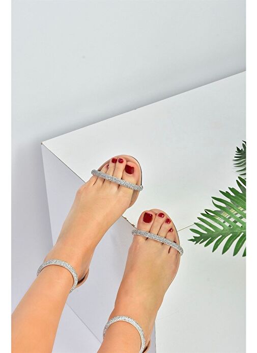 Ten Tek Bant Taşlı Kadın Abiye Ayakkabı M251800009 - Görsel 4