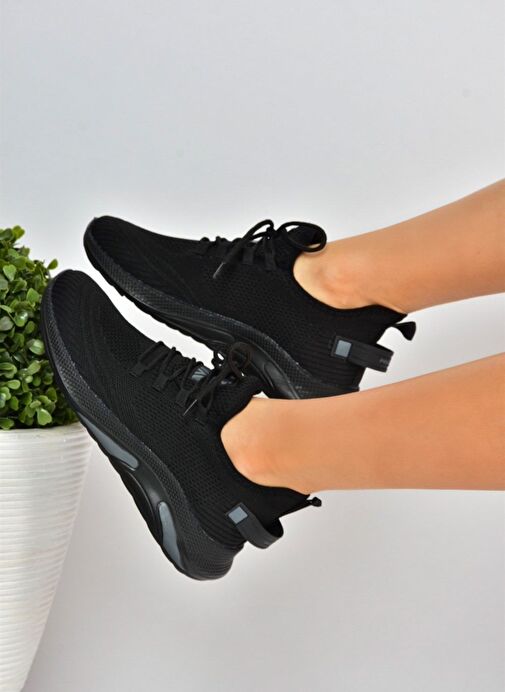 Siyah Triko Kumaş Kadın Spor Ayakkabı M702006204 - Görsel 4