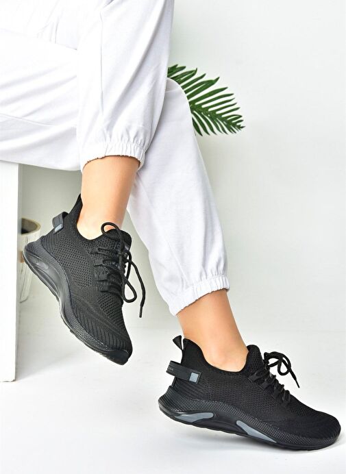 Siyah Triko Kumaş Kadın Spor Ayakkabı M702006204 - Görsel 2