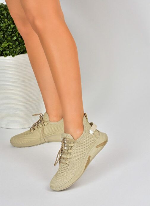Bej Triko Kumaş Kadın Spor Ayakkabı M702006204 - Görsel 4