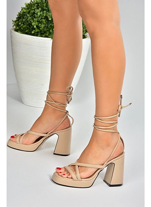 Ten Platform Topuklu Bilekten Bağlamalı Kadın Ayakkabı M404100509 - Görsel 4