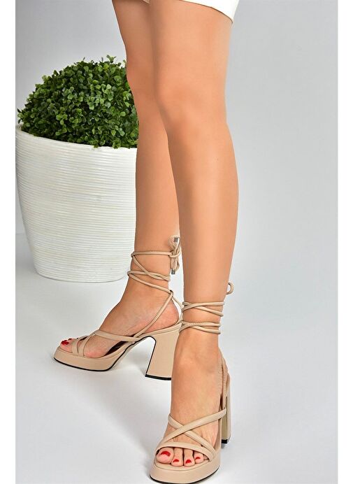 Ten Platform Topuklu Bilekten Bağlamalı Kadın Ayakkabı M404100509 - Görsel 5