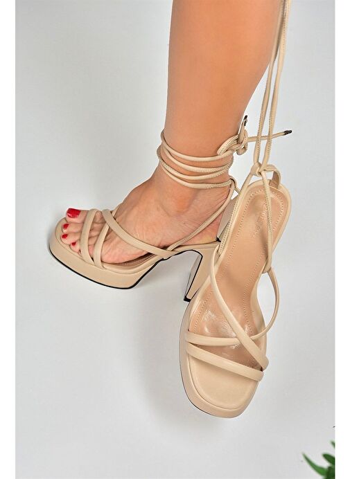 Ten Platform Topuklu Bilekten Bağlamalı Kadın Ayakkabı M404100509 - Görsel 6