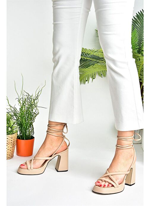 Ten Platform Topuklu Bilekten Bağlamalı Kadın Ayakkabı M404100509 - Görsel 7