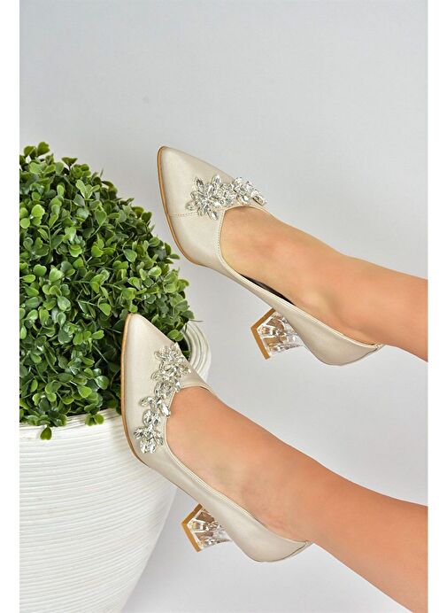 Ten Saten Kumaş Taşlı Kadın Abiye Ayakkabı M246014004 - Görsel 3